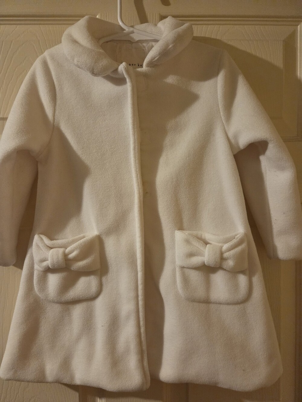 Girls' White Pocket Coat